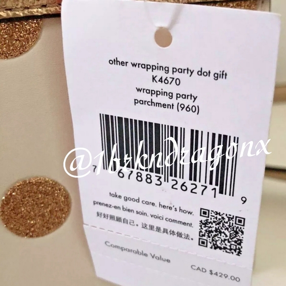 NWT Prom Gold Polka Dot Kate Spade Crossbody It's A Present Metallic HandBag - Picture 4 of 14